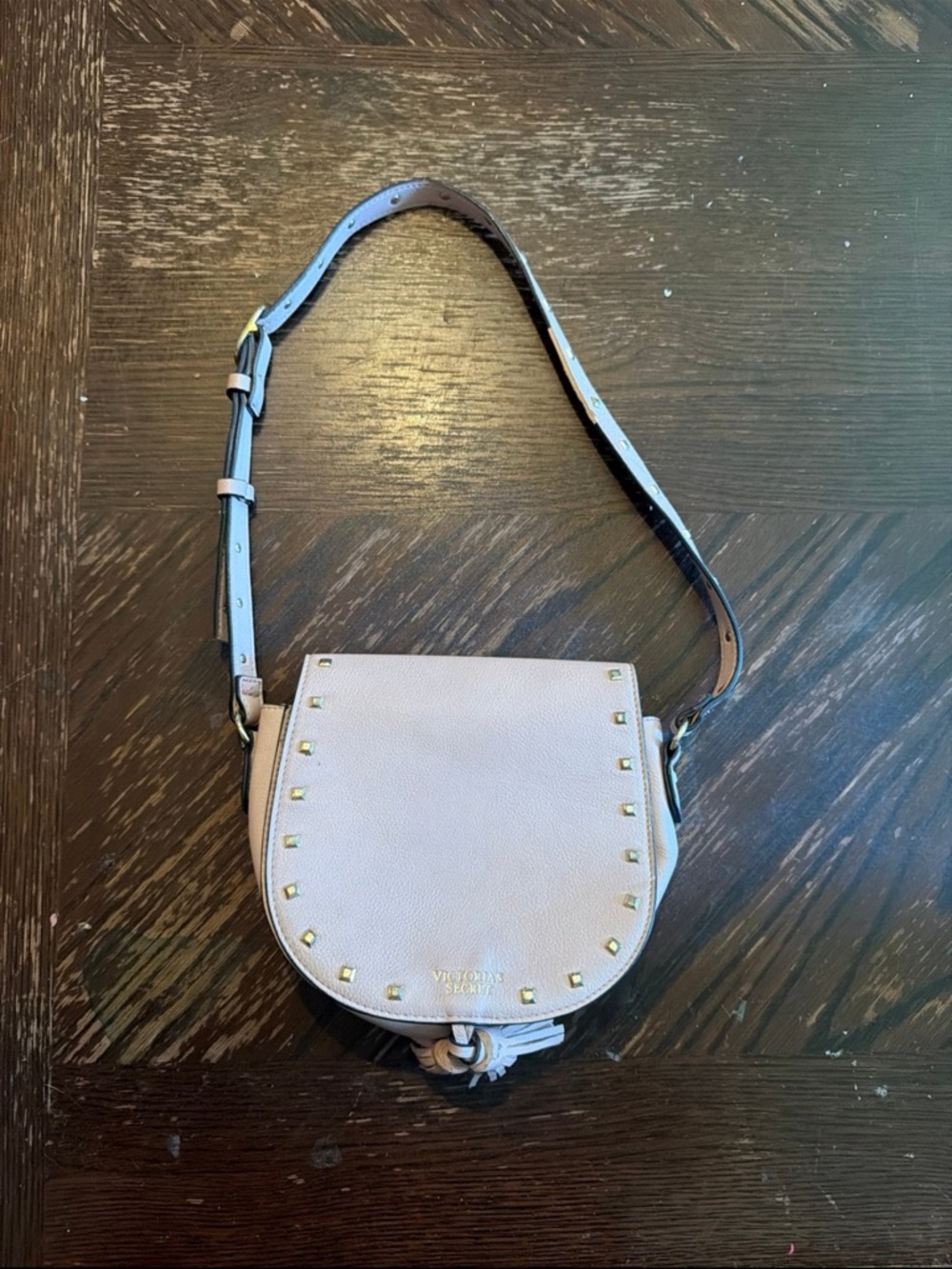 Victoria secret Women's Studded Leather Saddle Bag in Light Pink